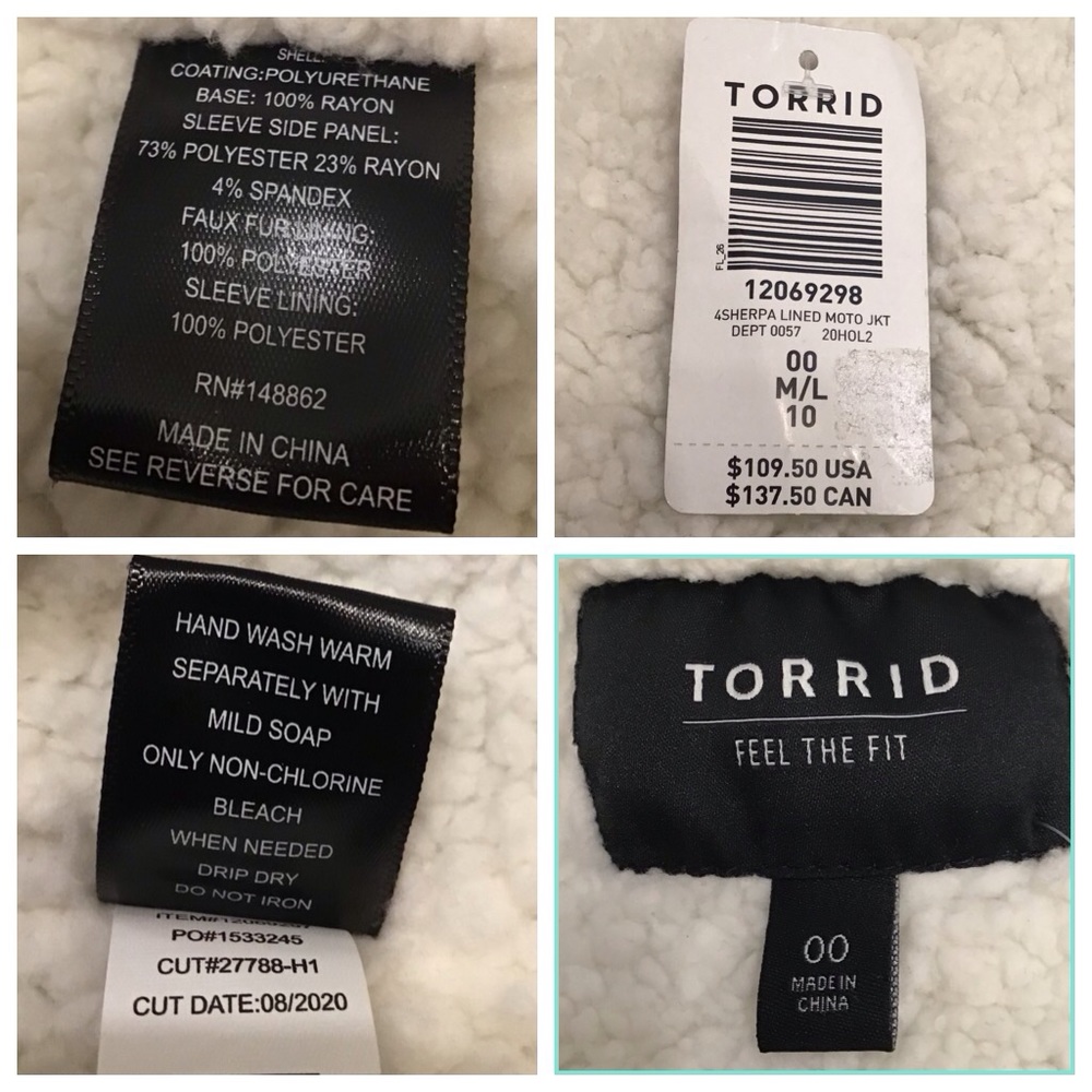 Torrid Womens Faux Leather Moto Jacket Size 10 Asymmetrical Zip Up Sherpa Bomber - Picture 14 of 15